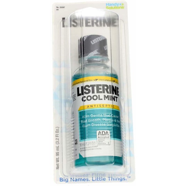 Listerine Cool Mint Antiseptic Mouthwash for Bad Breath, Travel Size 3.2 oz - Pack of 2