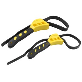 Hitefu 4 Inch & 6 Inch Adjustable Strap Wrench Set, 2 Pcs Rubber Wrench Used as Jar Opener, Suit for Oil Fliter, Pipe, Plumbing, Open Bottle (Yellow)