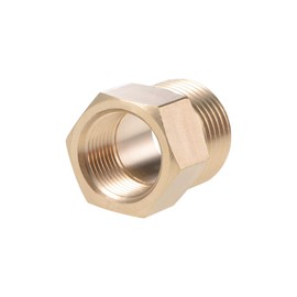 sourcing map Brass Threaded Pipe Fitting G1/2 Male X G3/8 Female Hex Bushing Adapter 26mm Length