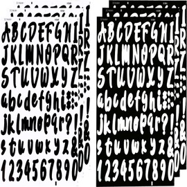 6 Sheets Self-Adhesive Vinyl Letters Numbers Kit, Alphabet letter Stickers Mailbox Numbers Sticker Decals for Sign, Notebook, Door, Containers, Business, Address Number, Jar Labels (White, Black)