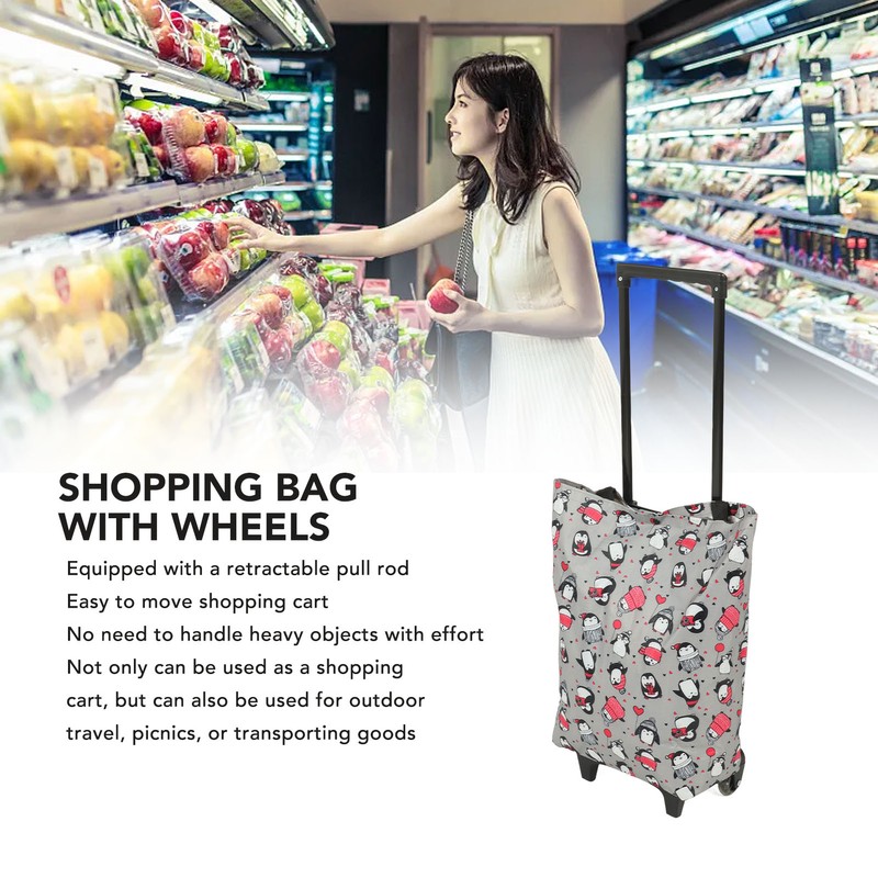 Household Portable Foldable Shopping Cart Utility Grocery Cart Large Elderly