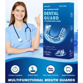 Litlcutie Litlcutie Mouth Guard for Grinding Teeth at Night,Teeth Grinding Mouth Guard for Sleep,Reusable Guard for Sleeping,4 Pack/Large Size,Transparent