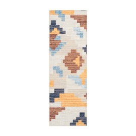 Phantoscope Hallway Runner Rug 2'x6'- Long Rug Runner Boho Washable Pixel Style Non-Slip Carpet for Kitchen Entryway Laundry Bedroom, Ultra-Thin Modern Design Runners Rug, Beige/Multi