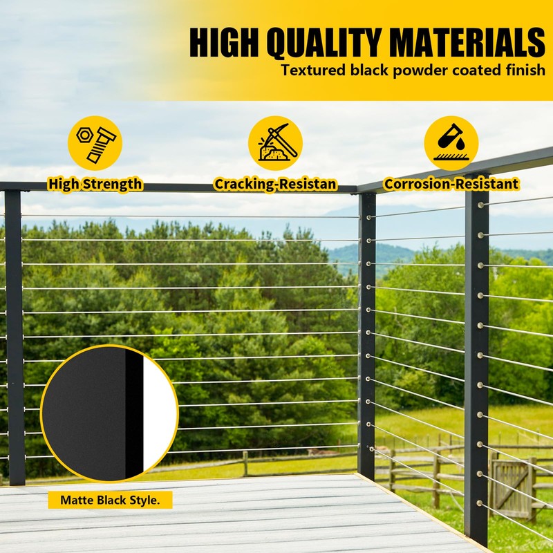 Qrooviiy 30 Degree Cable Railing Post- 42" x 2" x