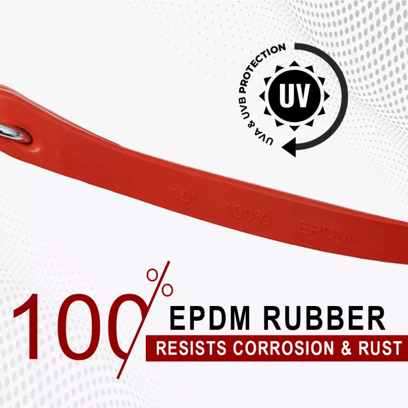 Boxer Red EPDM Tarp Strap 15" Color - 10 Pack