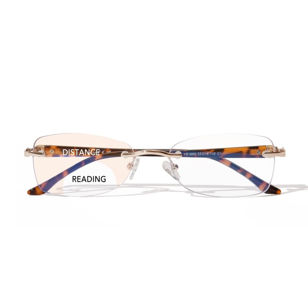 ZESAKER Rimless Bifocal Reading Glasses for Women Frameless Rectangle Bifocal