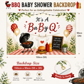 BBQ Baby Shower Backdrop Banner It's a Baby Q Baby Shower Party Banner5×3ft