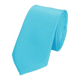 Fabio Farini - Plain-Coloured, Elegant Tie - Choice of Length: 6 cm or 8 cm - Light blue/turquoise/cyan