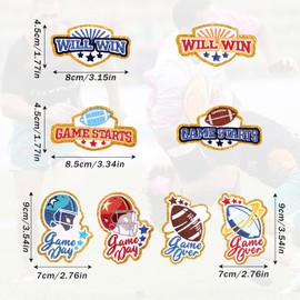 8pcs Gameday Patches, Gold Edges Gameday Iron on Patches Chenille Embroidered Sew on Appliques for Clothing Jacket Backpack Hat Bag Dress Shoe Repair Sewing Decoration DIY (4 Styles)