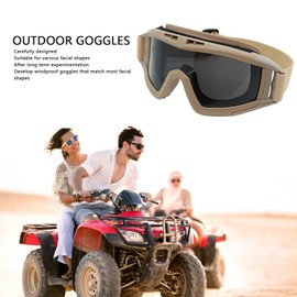 RiToEasysports Desert Locust Glasses, Khaki Desert Locust Glasses, Windproof, Sandproof, Outdoor Motorcycle Airsoft Goggles with 2 Lenses for Men, Women, Adults