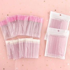 Kit de 600 Extensiones de Pestañas: Incluye 200 Cepillos para Rímel, 200 Pinceles de Cristal para Labios, 200 Microhisopos para Pestañas Y Un Aplicador de Maquillaje (Rosa).