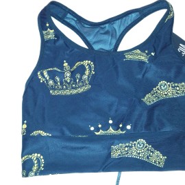 Victoria's Secret Victoria Secret Sports Bra XS Black Gold Crown The Player Racerback Wireless New