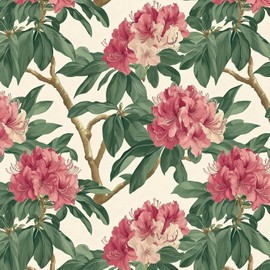 Wudnaye Red Floral Peel and Stick Wallpaper Vintage Floral Wallpaper 16.9in×196in Large Flower Contact Paper Green Leaf Peel and Stick Wall Paper Self Adhesive Removable Waterproof for Kitchen Bedroom