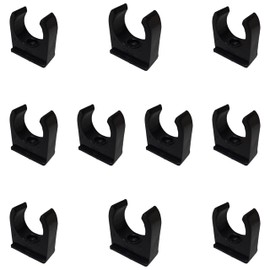 25mm Black PVC U Clip Conduit Push-in Saddle - Pack of 10