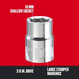 CRAFTSMAN Shallow Socket, Metric, 3/8-Inch Drive, 10mm, 6-Point (CMMT43542)
