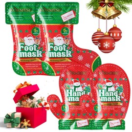 Foot Mask, Hand Mask, Christmas Gifts with 2 Pairs of Foot Mask and 2 Pairs of Hand Mask, Moisturising Hand Mask and Foot Masks, Nourishing Dispenses, Feeds Hard Skin