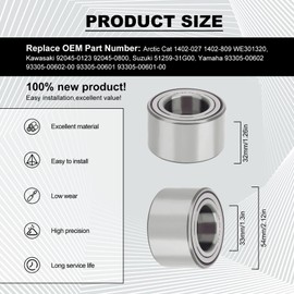 TIANYAN ATV and UTV Wheel Bearings for Arctic Cat 1402-027, 1402-809丨 93305-00601-00, 93305-00602-00丨Kawasaki 92045-0123, 92045-0800丨Suzuki, Prowle 650 700 700HDX 2pcs