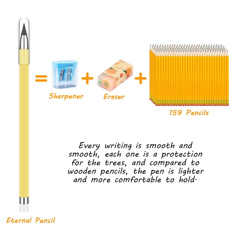 HOTUT Inkless Pencil, 7PCS Forever Infinity Pencils with 7 Eraser