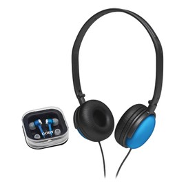 Coby CV140BL Earbud/Headphone Combo