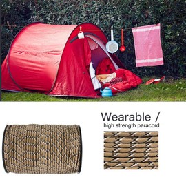 Parachute Paracord, 550 Reflective Paracord Roll Parachute Cord Outdoor Lanyard Survival Rope 9 Strand Core Parachute Cord Polypropylene and Polyester (Desert)