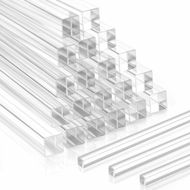 Junkin 20 Pcs 1/4" x 1/4" x 12" Clear Acrylic Square Rods Acrylic Glass Plastic Rods, for LED Light Diffuser Strips, Display Stand Supports, Model Building, Home Decor, Aquarium Dividers
