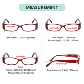 Eyekepper Gafas de Lectura con Bisagra de Resorte con Genuino Cristal Austriaco para Mujer Rojo +2.0