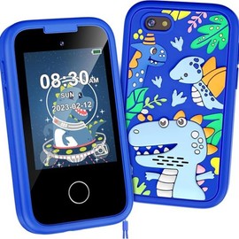 LUOBA Kids Smart Touchscreen Learning Phone, Toys for Boys and Girls 3-12 Years, with Camera, Games, Music and 8GB Memory Card travel  smart phone toy - Color: Blue