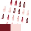 Caiguoer Pack of 24 Christmas False Nails Red Long False
