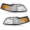 WEELMOTO Halogen Headlights for 1999-2004 Ford Mustang Headlight Assembly Pair