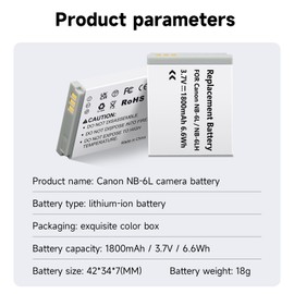 CITYORK 2 Pack NB-6L/NB-6LH Batteries with Charger for Canon Powershot SX500 is, S120,SX700 HS, SX710 HS,SX520 HS,SX530 HS,SX510 HS,SX610 HS,SX600 HS, D30, and S95 Cameras