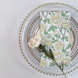 BESALILY Floral Napkins 20-Count/2-Ply Disposable Decorative Serviettes 33x40cm