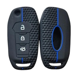 StyleC Key cover compatible with Ford Ranger C-Max S-Max Focus Mondeo Transit key protector case 18 (Black/Blue)