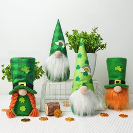 Bunny Chorus St Patricks Day Decorations, 4Pcs St Patricks Day Gnomes Plush, Handmade Tomte Classic Saint Patricks Day Decorations for Home Tbale Office St Patricks Home Table Decor