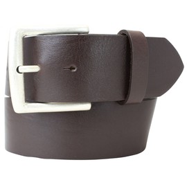 Denim Belt Made of Full Cowhide Leather, 5 cm, Leather Belt for Men and Women, 50 mm, Wide Leather Belt Made of Genuine Leather, Brown, antique silver