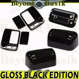 Torox 2008-2016 Ford F250-F550 GLOSS BLACK 2 Door Handle COVERS w/PSK+Mirrors+
