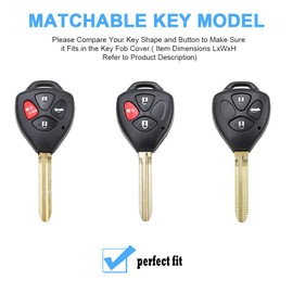 QBUC for Toyota Key Fob Cover with Keychain,Car Key Case fit for Toyota 2007-2011 Camry | 2008-2013 Avalon Corolla | 2009-2016 Venza 4 Buttons Smart Remote Control (Black, 4 Buttons)