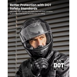 ILM Full Face Motorcycle Helmet for Motocross Street Bike DOT Certified 2 Visors Model-317(Gloss Black, M)