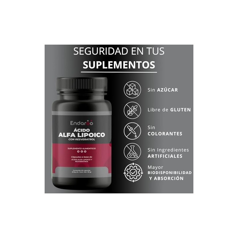 Ácido Alfa Lipoico 100% Puro | Sin Aditivos | 60