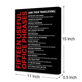 Inspirational Wall Art For Office,Black Fifteen Useful Office Phrases Canvas Paintings Framed For Home Workplace Wall Art Decor