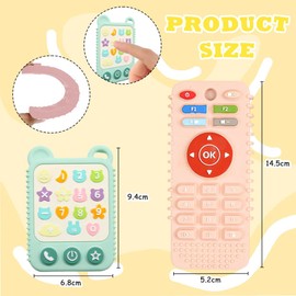 Baby Zahnungshilfe Spielzeug Select Zone Silikon Zahnen Baby Hilfe Baby Fernbedienung und Handy Beißspielzeug Baby Geschenk für 3+ Monate Junge, Mädchen (Kombination 2)