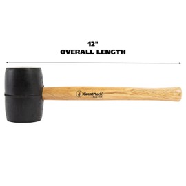 GreatNeck RM16 Rubber Mallet, 16 Oz. Rubber Hammer, Mallet with Hardwood Handle, Surface-Safe for Woodworking, Automotive, and Tile Projects