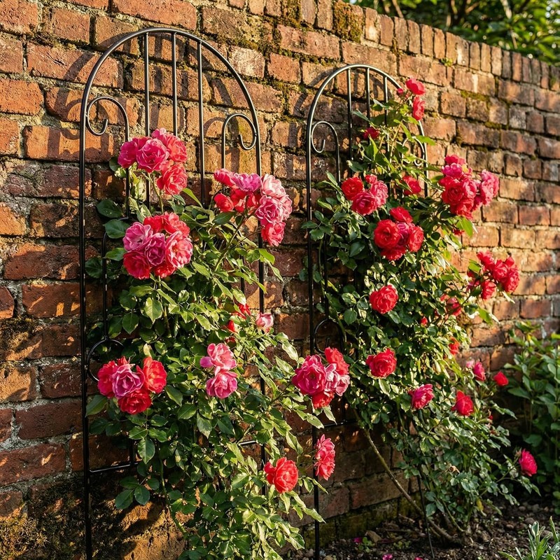 SCENDOR 2 Pack Arched Metal Garden Trellis for Climbing Plants
