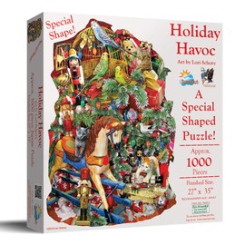 SUNSOUT INC - Holiday Havoc Christmas 1000 pc Shaped Jigsaw Puzzle by Artist: Lori Schory - Finished Size 27" x 35" - MPN# 96052