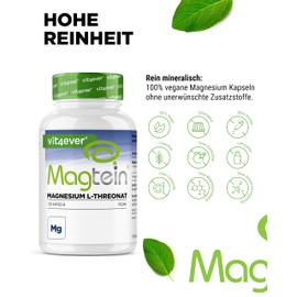 vit4ever Magtein Magnesium L-Threonate 120 Capsules - High Dose 2000 mg Pure Magnesium L-Threonate per Day - Vegan