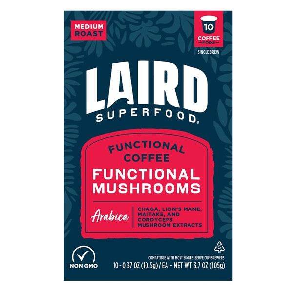 Laird Superfood K-Cups with Functional Mushrooms – Medium Roast, 10ct