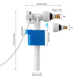 TINGTING Universal Cistern Filling Valve G3/8 Inch and G1/2 Inch Brass Connection Cistern Replacement Parts - Adjustable Water Quantity - Water Saving - Silent