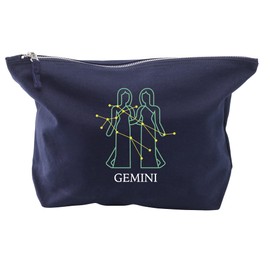 Makeup Bags for Women Gemini Zodiac Gifts - Star Sign Horoscope Make Up Bag - Birthday Gifts, Best Friend, Wife, Girlfriend, Sister, Her - Printed Cosmetics Bag - Navy-M