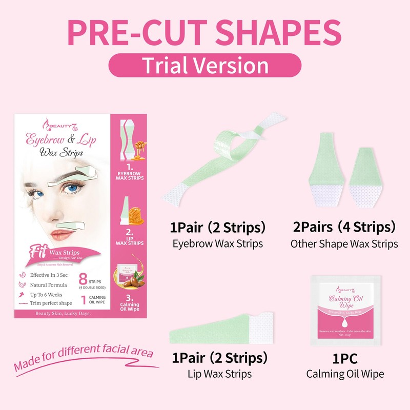 Eyebrow Waxing Strips for Face, Cold Wax Strips Facial Hair