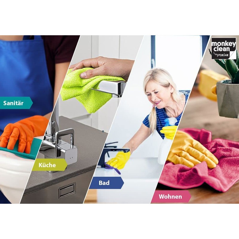 MONKEY CLEAN® Box of 15 Premium Microfibre Cloths Bathroom •