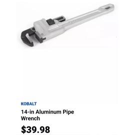 Kobalt 14"  Extremely NICE!!  Aluminum Pipe Wrench Model #0464648